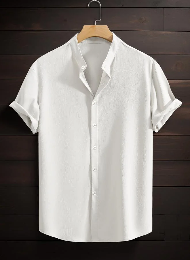 تايك تو قميص بأكمام قصيرة وياقة ماندارين